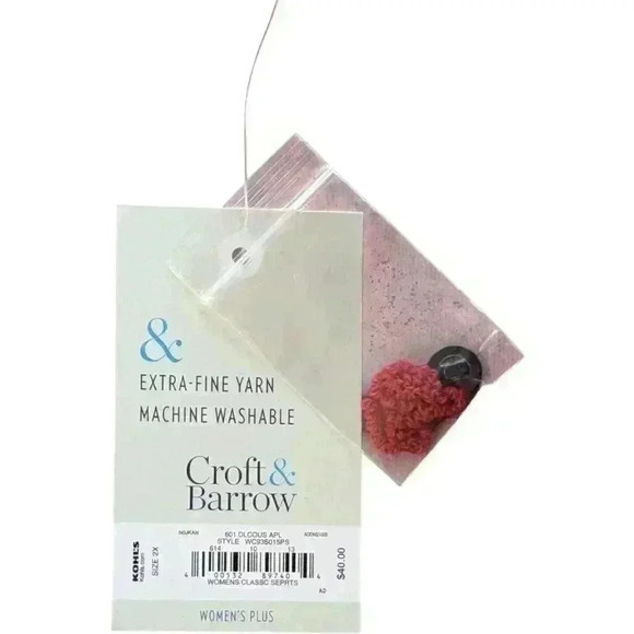 Croft & Barrow Women's Plus Cardigan, Extra Soft, Red, Size 2X, Acrylic - Picture 5 of 7